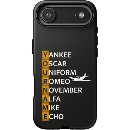 Your Name in NATO Phonetic Alphabet — Personalized Tough Phone Case for Aviators