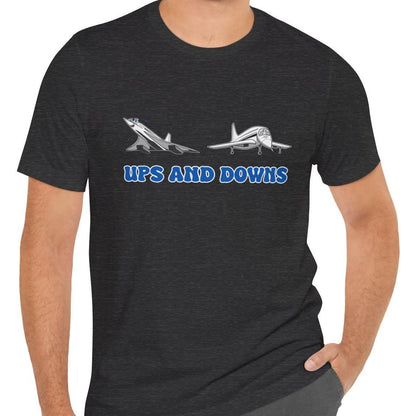 Ups and Downs — Funny Supersonic Jet Cartoon Aviation T-Shirt