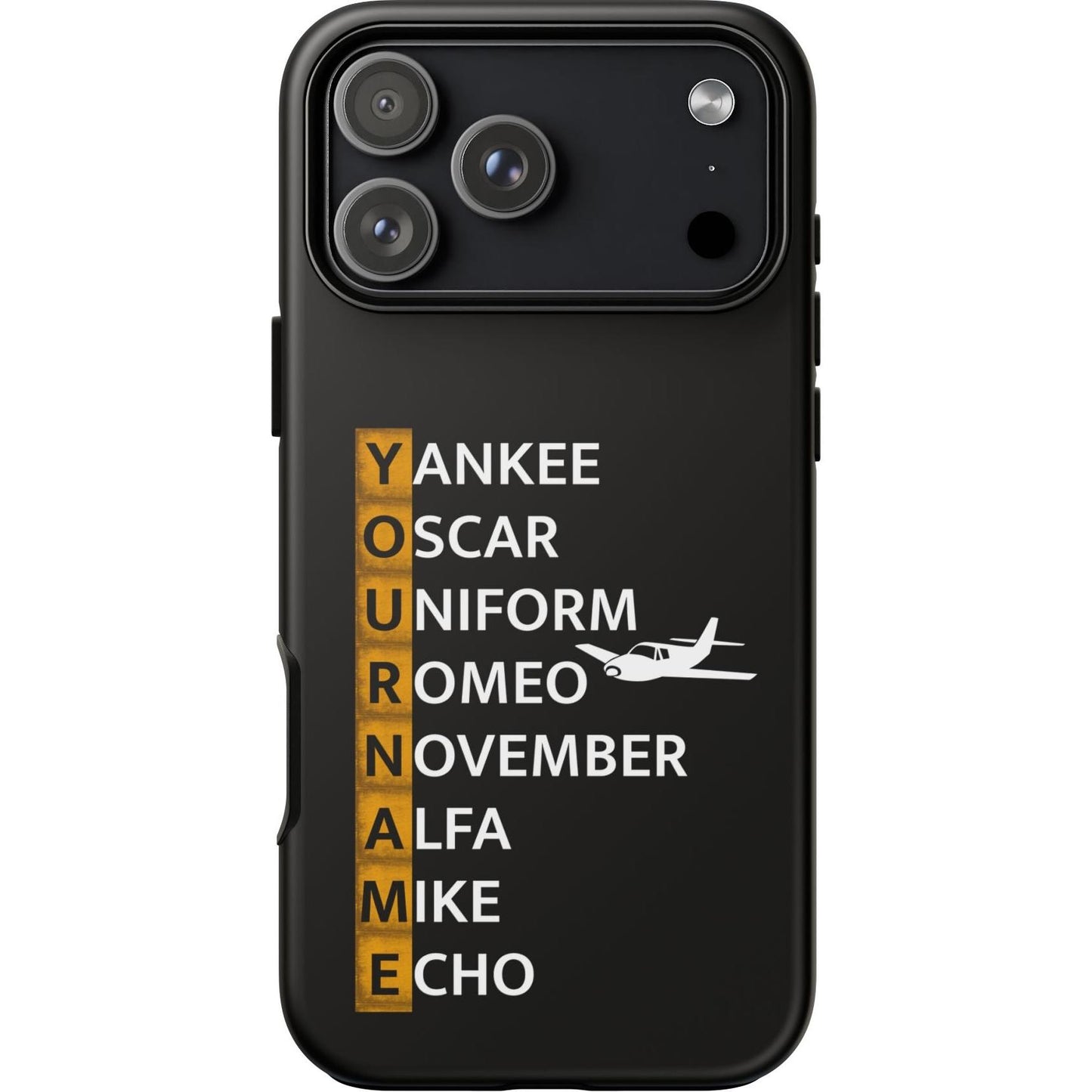 Your Name in NATO Phonetic Alphabet — Personalized Tough Phone Case for Aviators