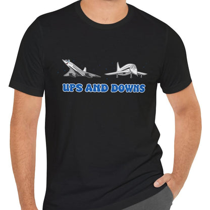 Ups and Downs — Funny Supersonic Jet Cartoon Aviation T-Shirt