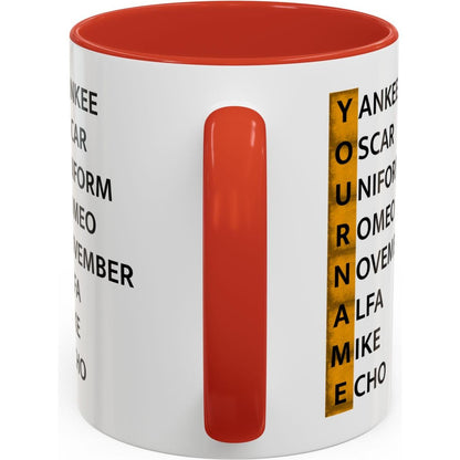 Your Name in NATO Phonetic Alphabet — Personalized Aviation Mug w/color options
