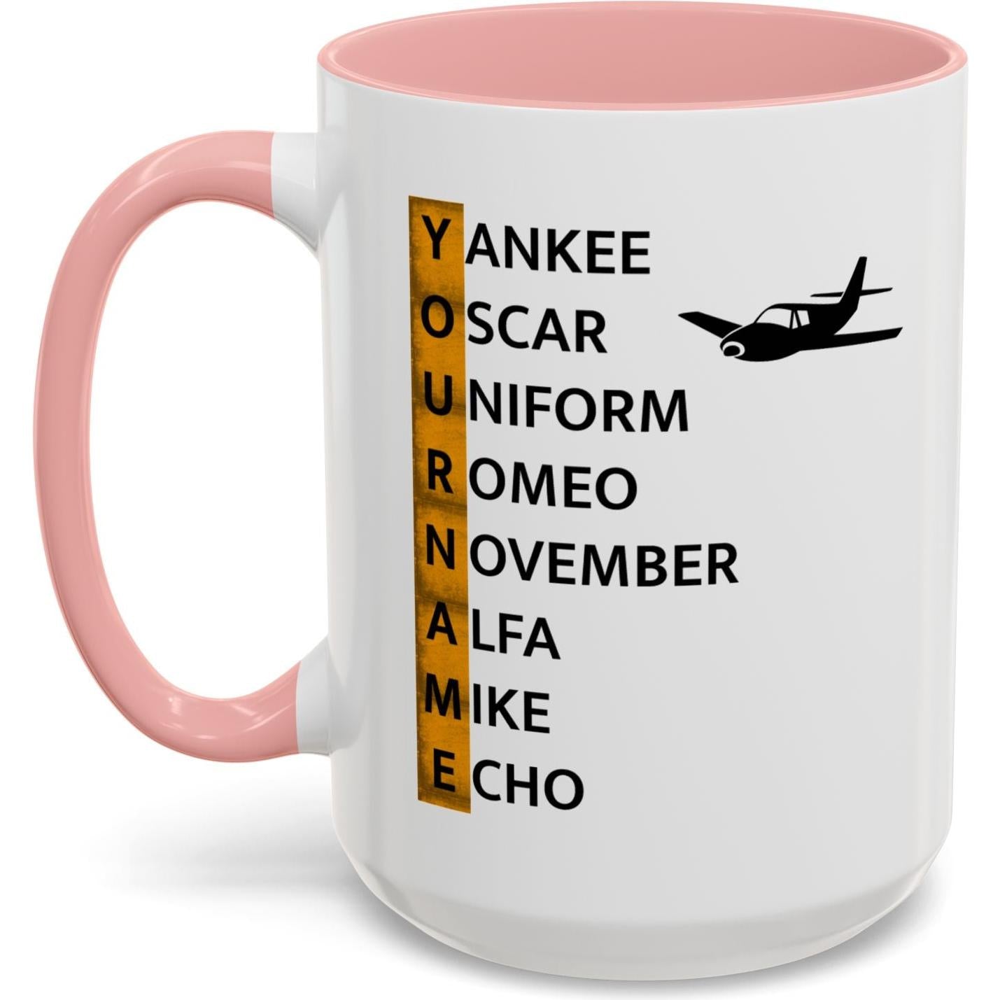 Your Name in NATO Phonetic Alphabet — Personalized Aviation Mug w/color options