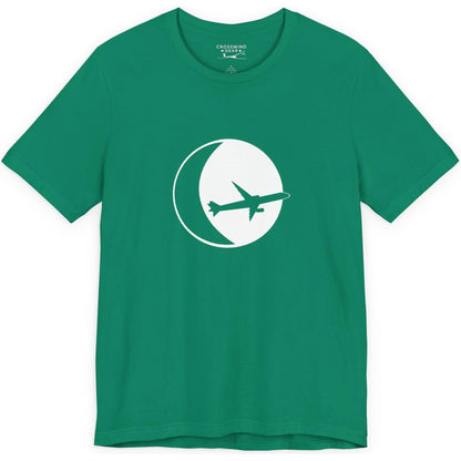 Airliner in flight against the Moon original artwork - aviation T-Shirt